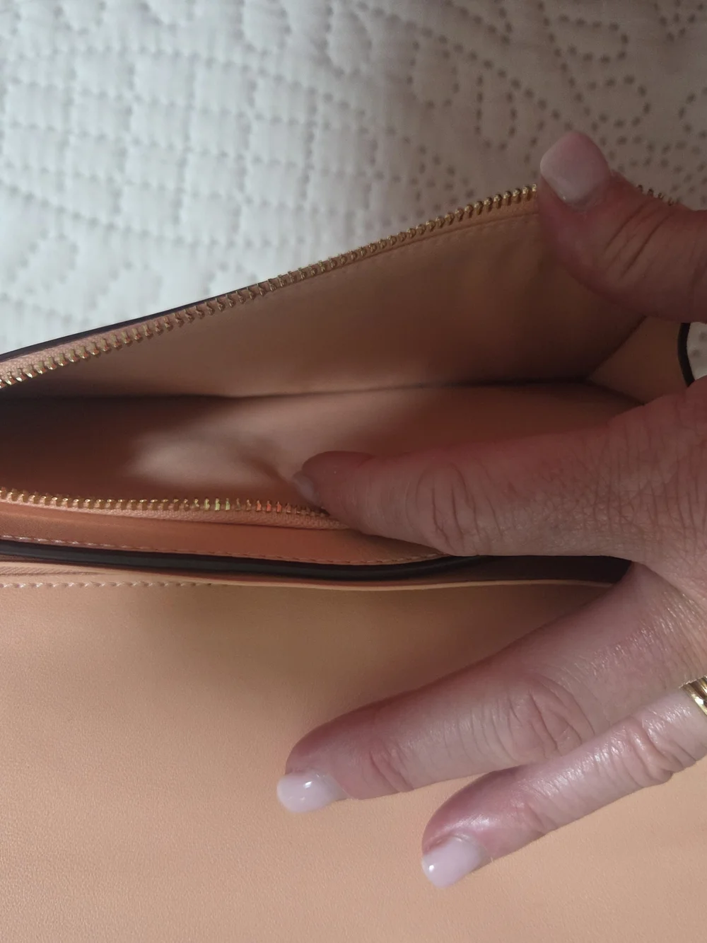 Coach Signature Canvas Crossbody with Tan Logo and Pink Strap
